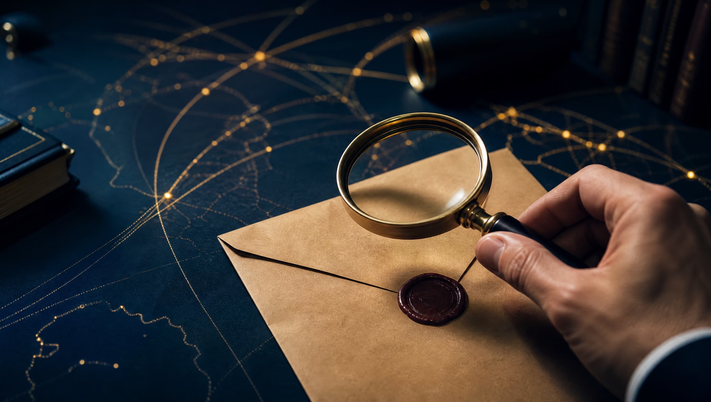 Loupe sur une enveloppe confidentielle, symbole de la déclaration de soupçon TRACFIN